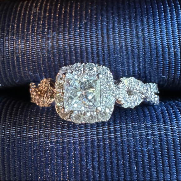 The Leo Diamond 14K White Gold 1ctw E/SI2 Princess Pave Halo Engagement Ring Sz8 - Picture 16 of 16